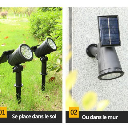 Projecteur Solaires d'Extérieur, Luminosité Réglable, Luminaire Décoratif de jardin