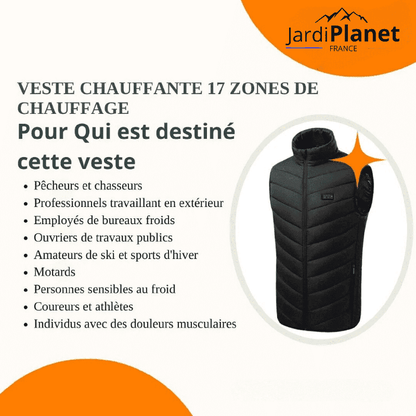 Veste chauffante 17 zones de chauffage