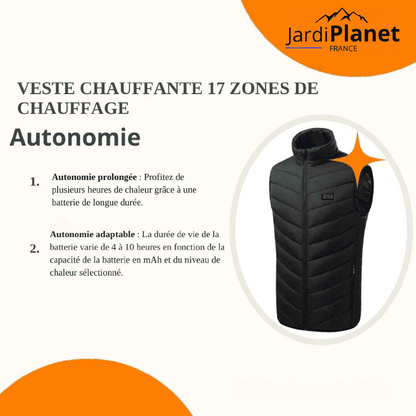 Veste chauffante 17 zones de chauffage