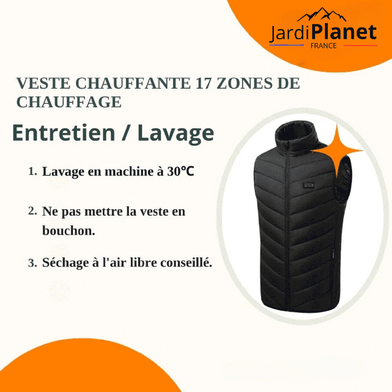 Veste chauffante 17 zones de chauffage