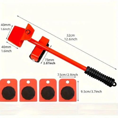 Élévateur De Meubles | Ensemble d'un levier et de 4 chariots | Outils De Déplacement De Meubles
