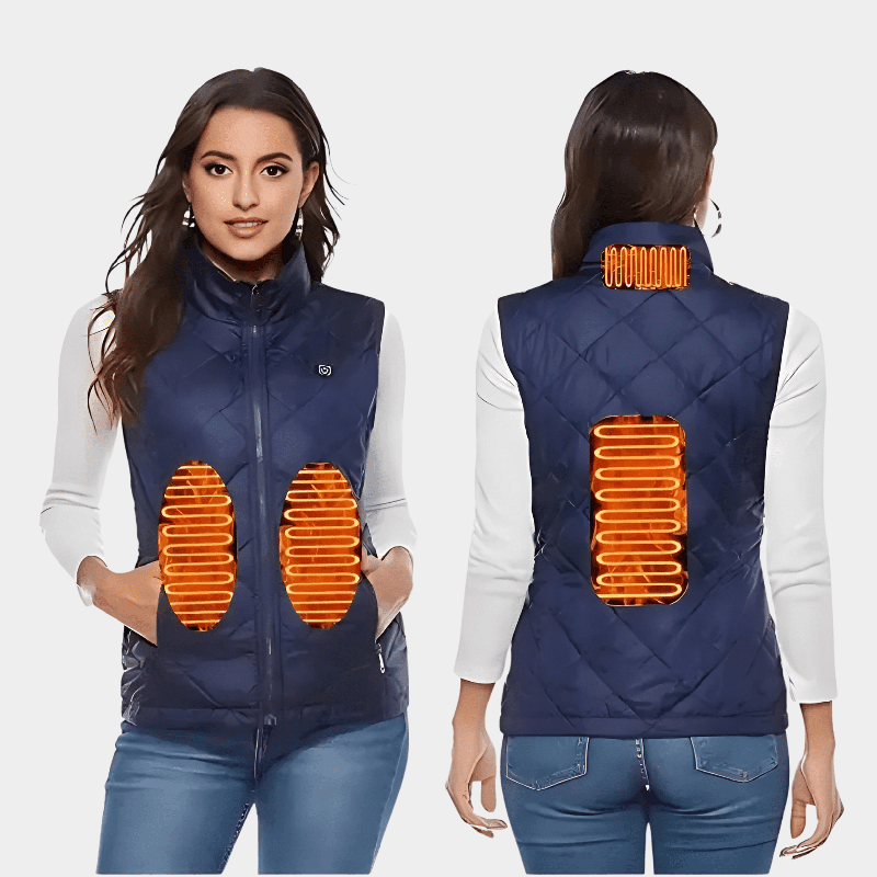 Gilet chauffant pour femme double contrôle avec 9 zones de chauffe