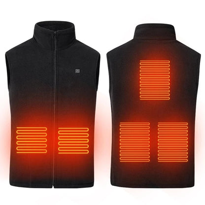 Gilet chauffant en polaire noire à 5 zones de chauffe Vêtement-chauffant.com Noir M