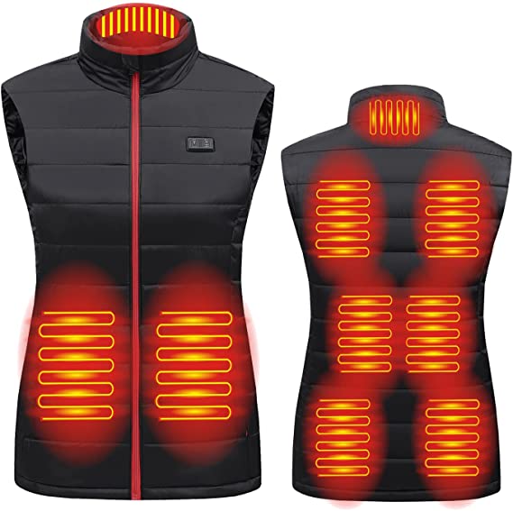 Gilet chauffant pour femme double contrôle Vêtement-chauffant.com 9 Areas Heated Black S