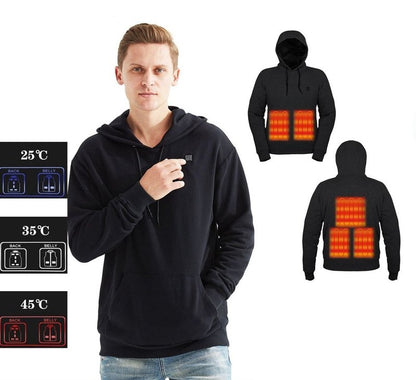 Sweat à capuche chauffant USB pour hommes et femmes gris